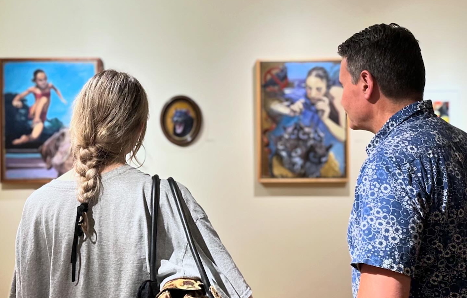 people looking at art in pratt gallery