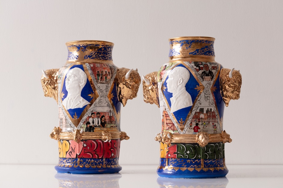 pottery with urban inspiration on classical pottery forms by robert lugo