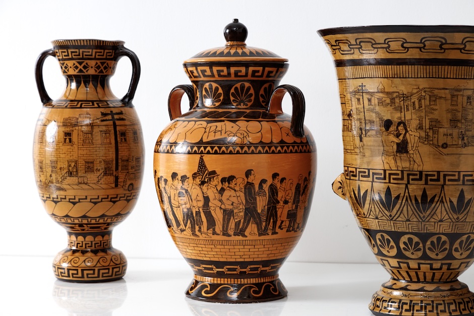 pottery with urban inspiration on classical pottery forms by robert lugo