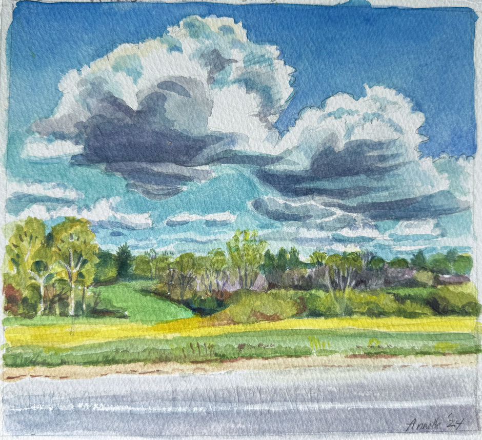 water color of clouds