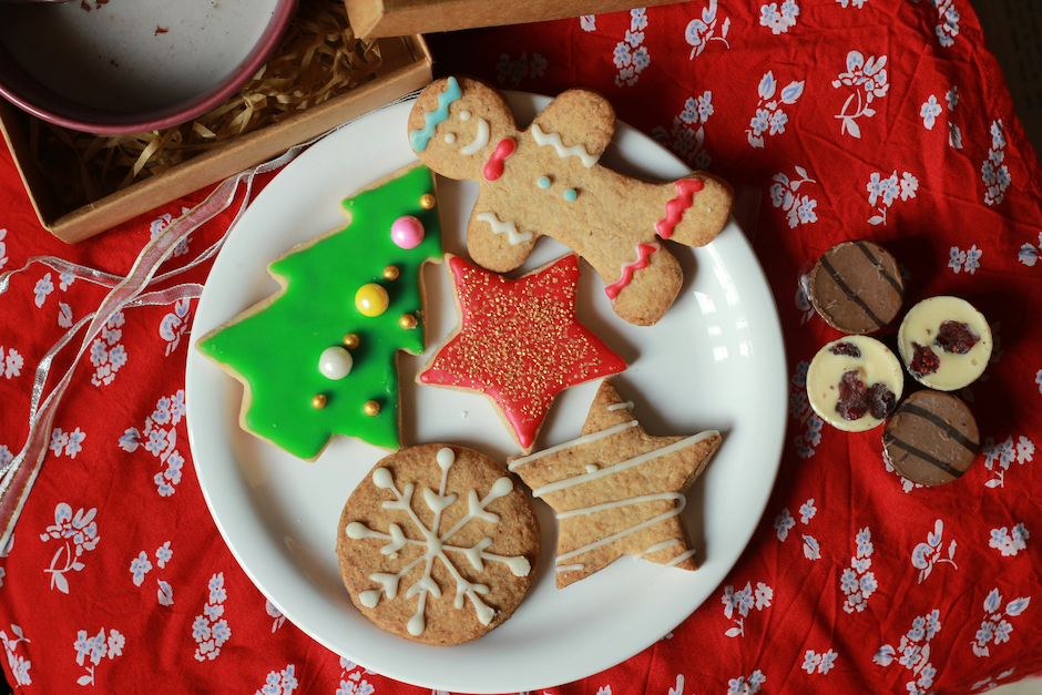 decorated holiday cookies on a plate