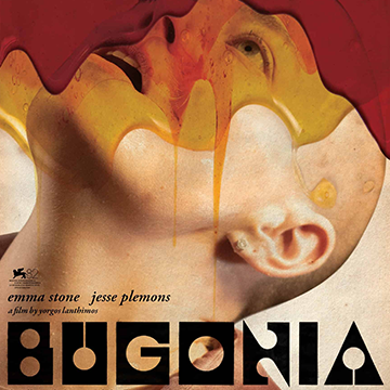 bald woman with melting colors over face