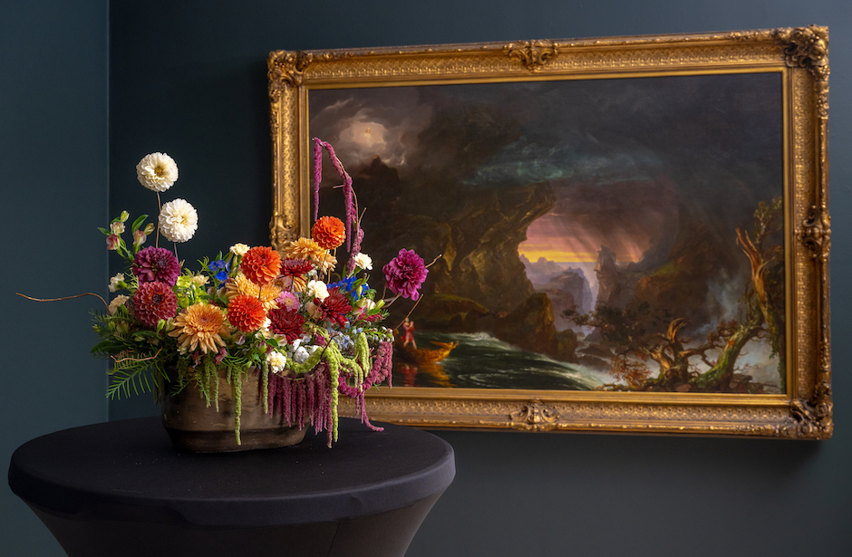 floral arrangement by painting
