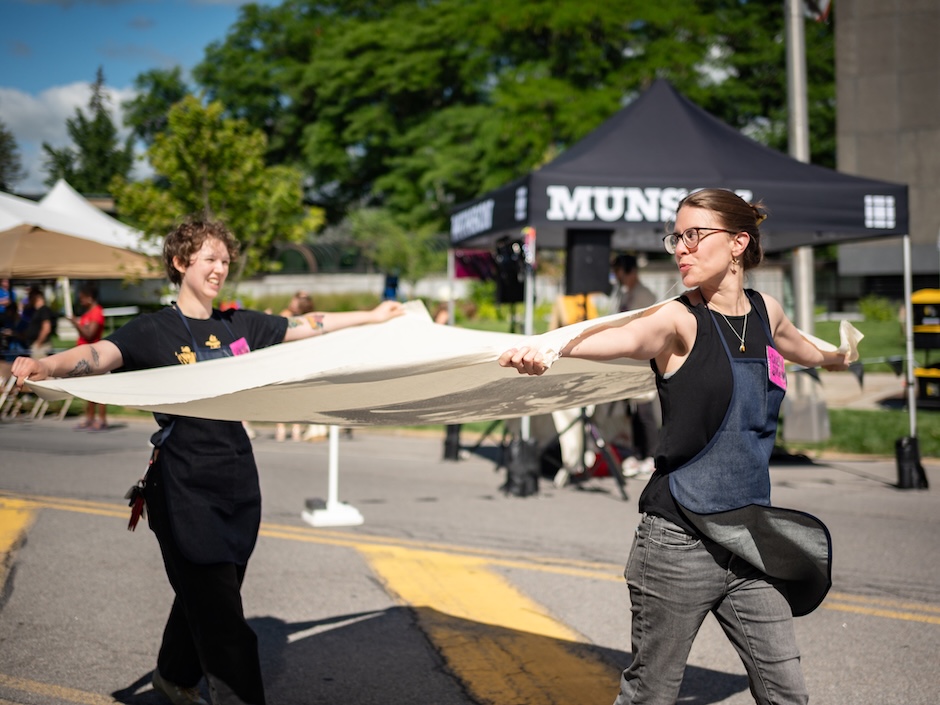 Lifting print at arts festival