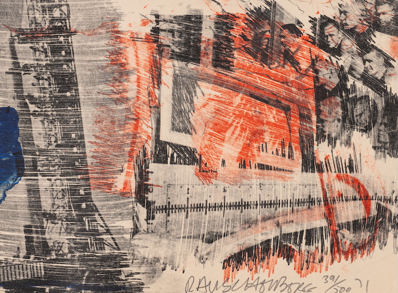 red and black color lithograph print on paper of american themes