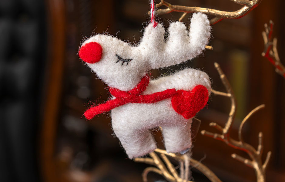 felt white rudolph ornament