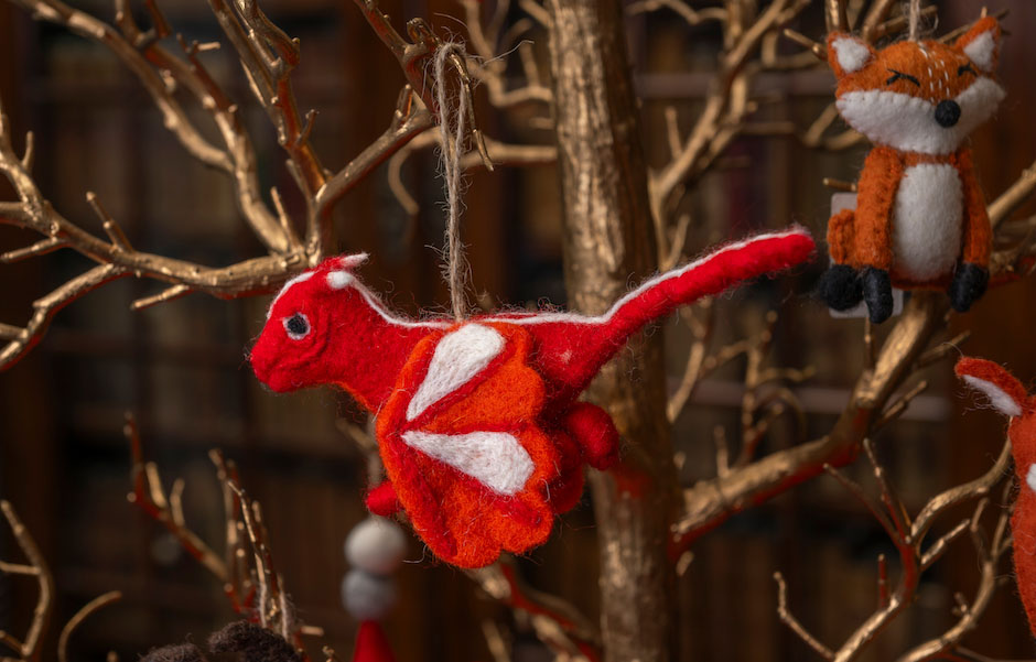 felt red dragon ornament