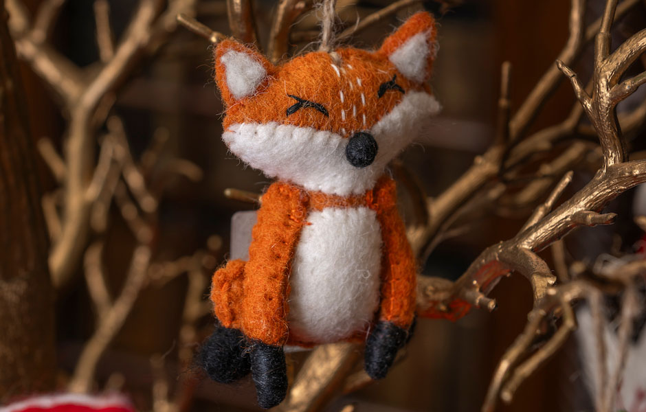 felt fox ornament