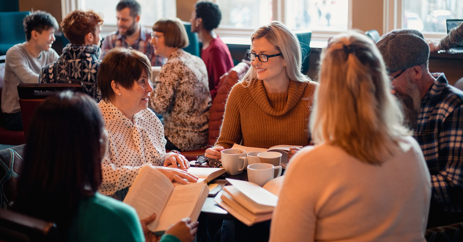 people together reading at book club