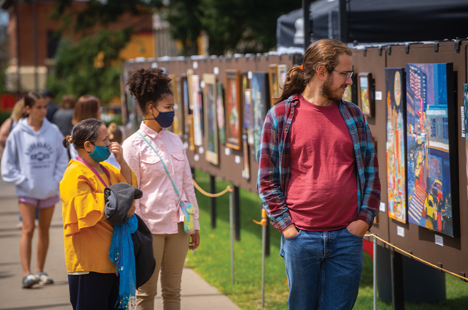 people observing art